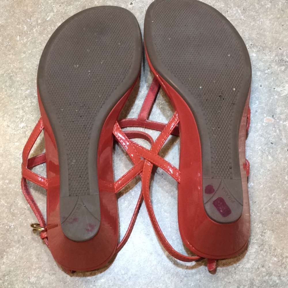 PRADA PATENT ORANGE TSTRAP WEDGE SANDAL - Picture 8 of 8